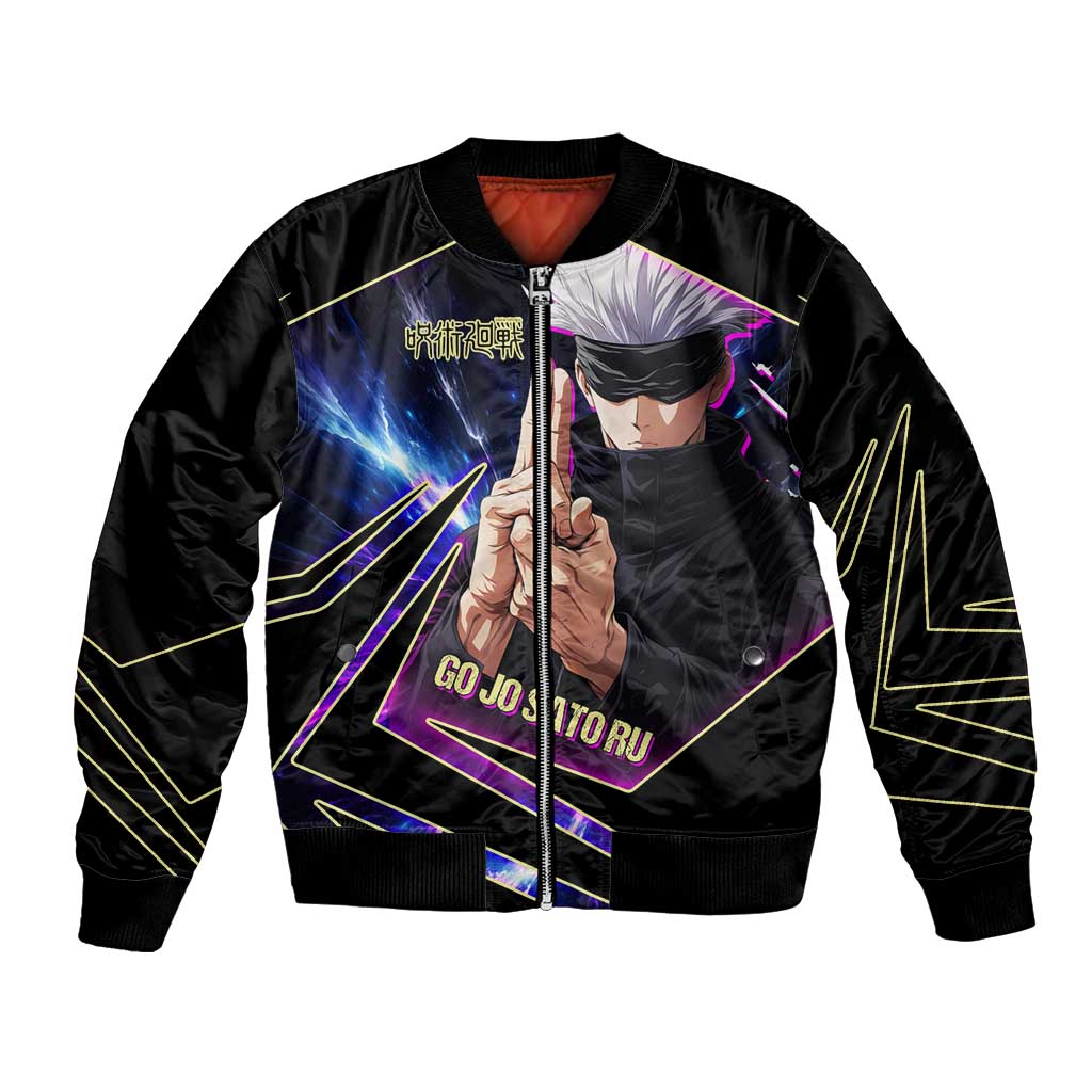 Gojo Satoru Infinite Void Bomber Jacket Cosmic Anime Power Surge Style