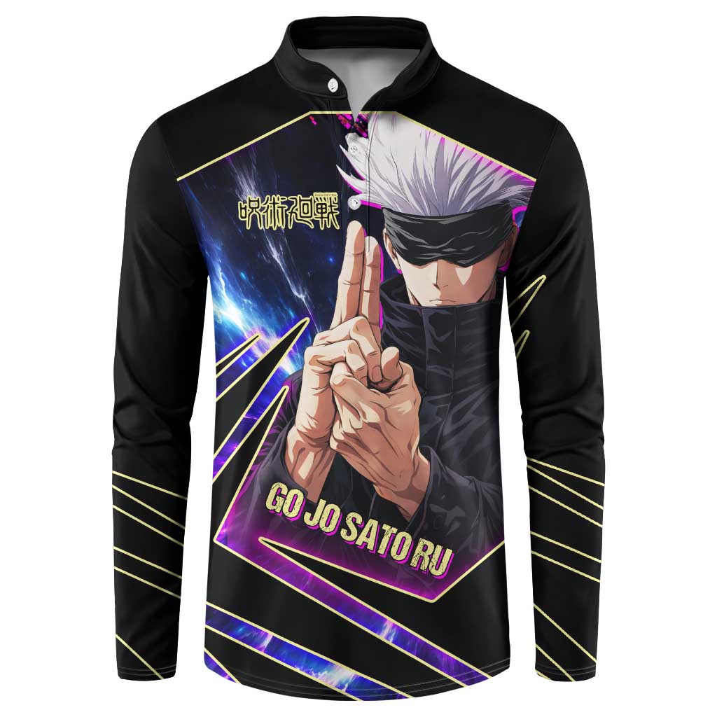 Gojo Satoru Infinite Void Button Sweatshirt Cosmic Anime Power Surge Style