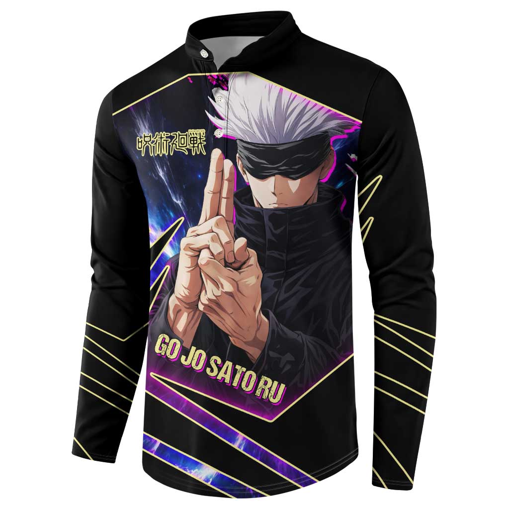 Gojo Satoru Infinite Void Button Sweatshirt Cosmic Anime Power Surge Style