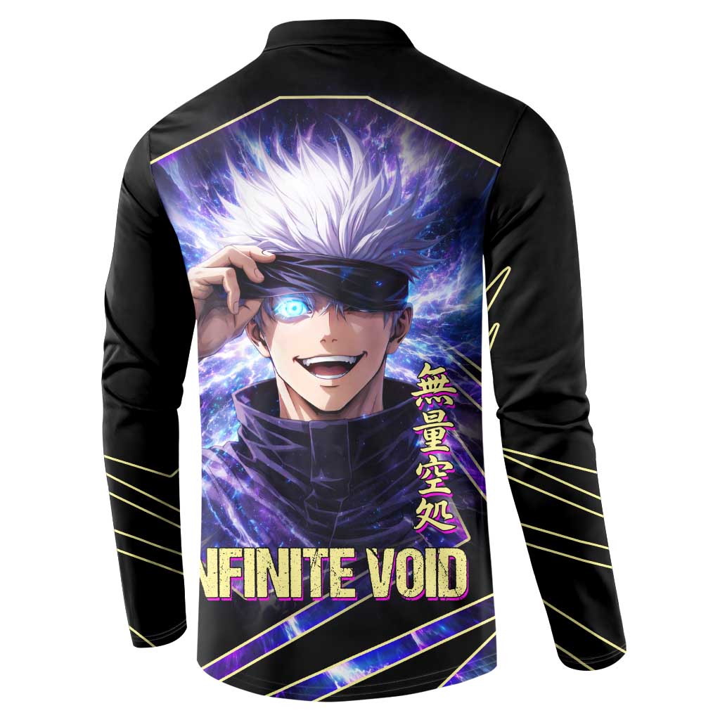 Gojo Satoru Infinite Void Button Sweatshirt Cosmic Anime Power Surge Style