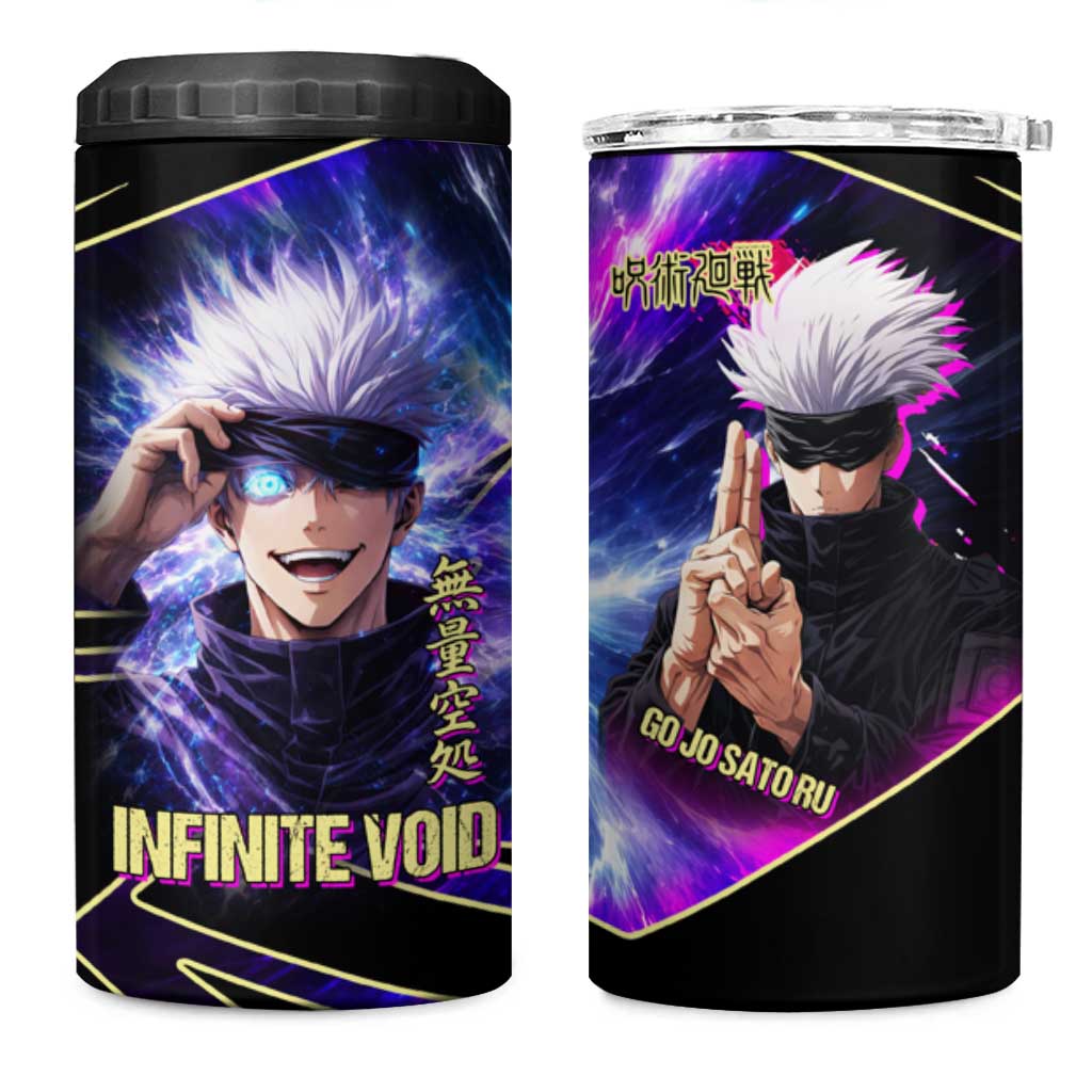 Gojo Satoru Infinite Void 4 in 1 Can Cooler Tumbler Cosmic Anime Power Surge Style