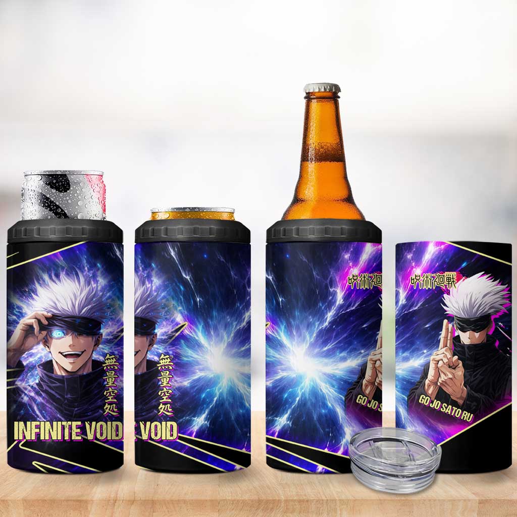 Gojo Satoru Infinite Void 4 in 1 Can Cooler Tumbler Cosmic Anime Power Surge Style