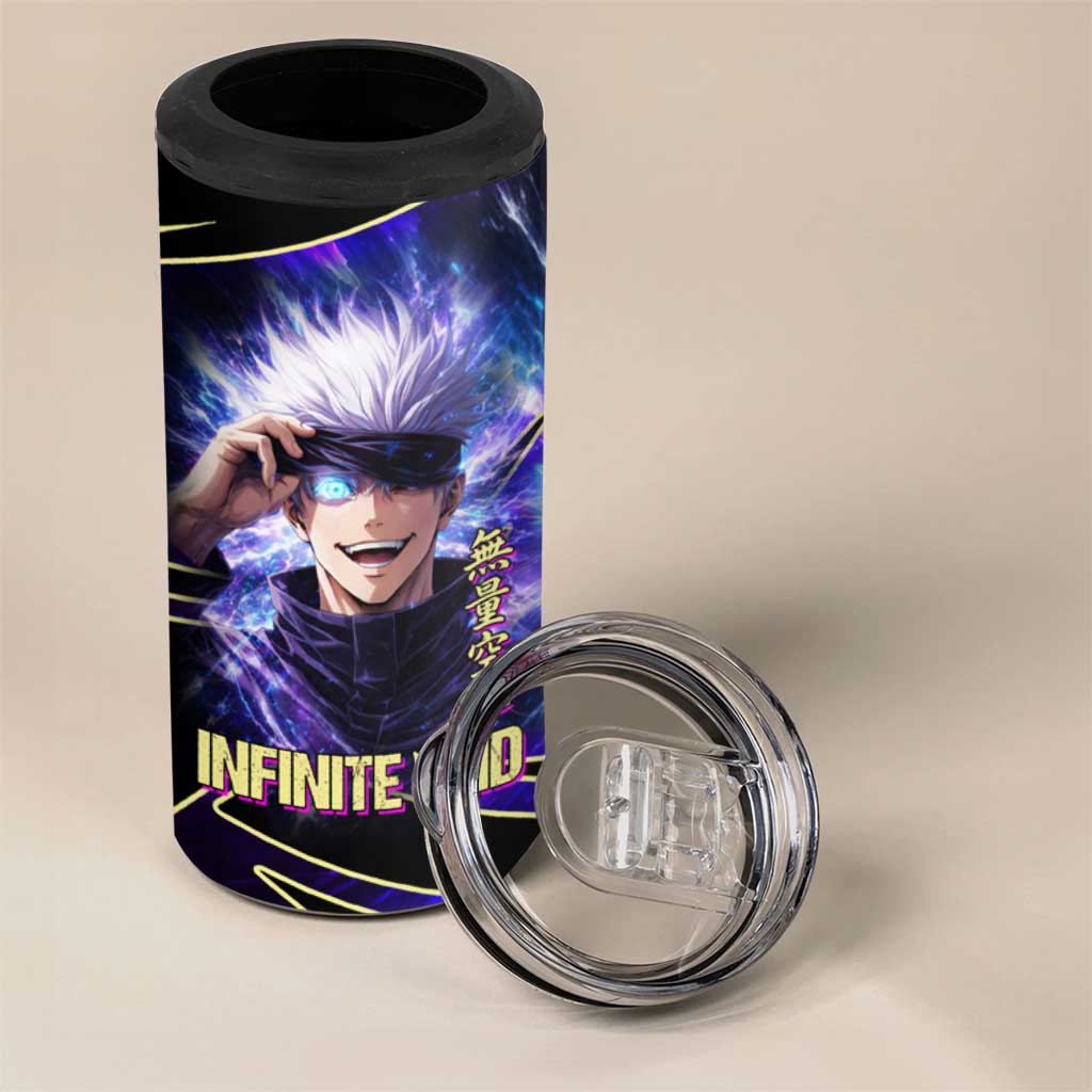 Gojo Satoru Infinite Void 4 in 1 Can Cooler Tumbler Cosmic Anime Power Surge Style
