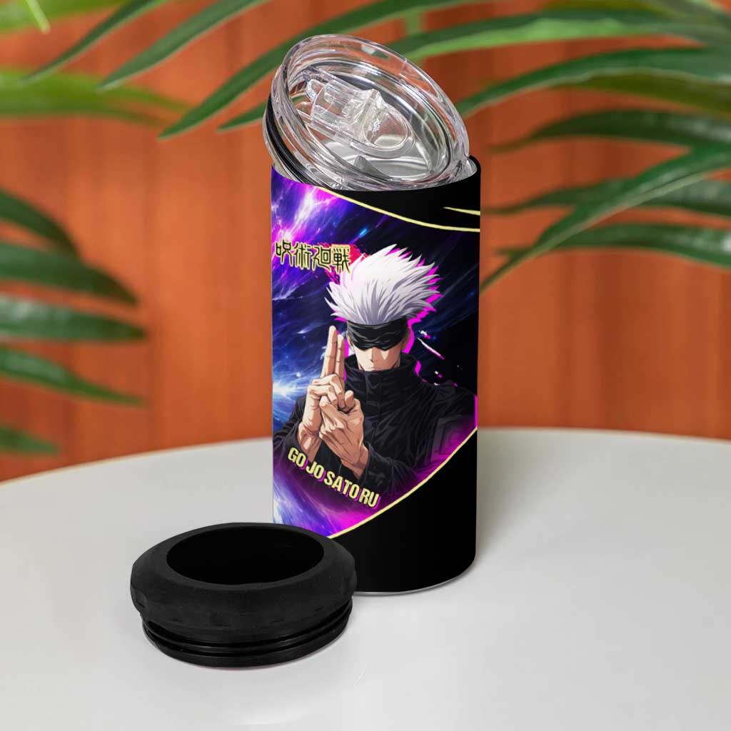 Gojo Satoru Infinite Void 4 in 1 Can Cooler Tumbler Cosmic Anime Power Surge Style