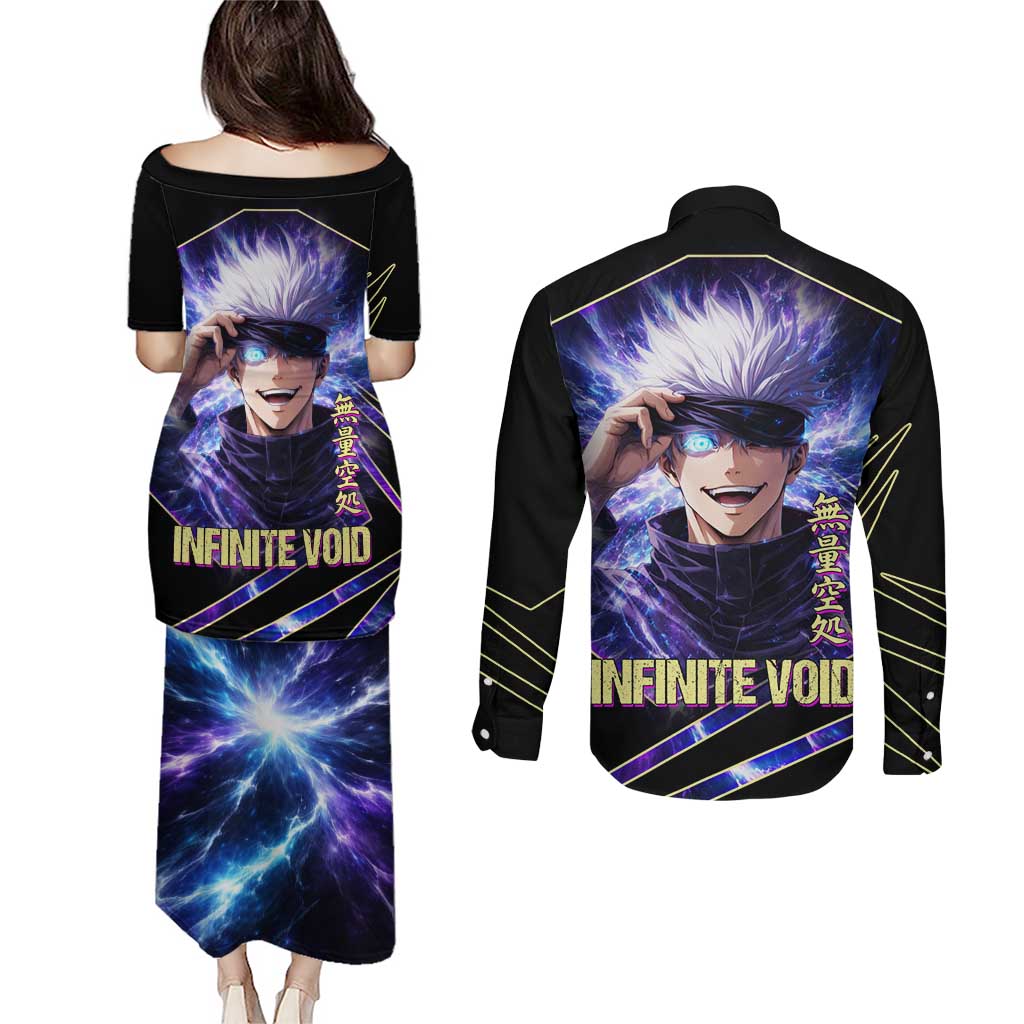 Gojo Satoru Infinite Void Couples Matching Puletasi and Long Sleeve Button Shirt Cosmic Anime Power Surge Style