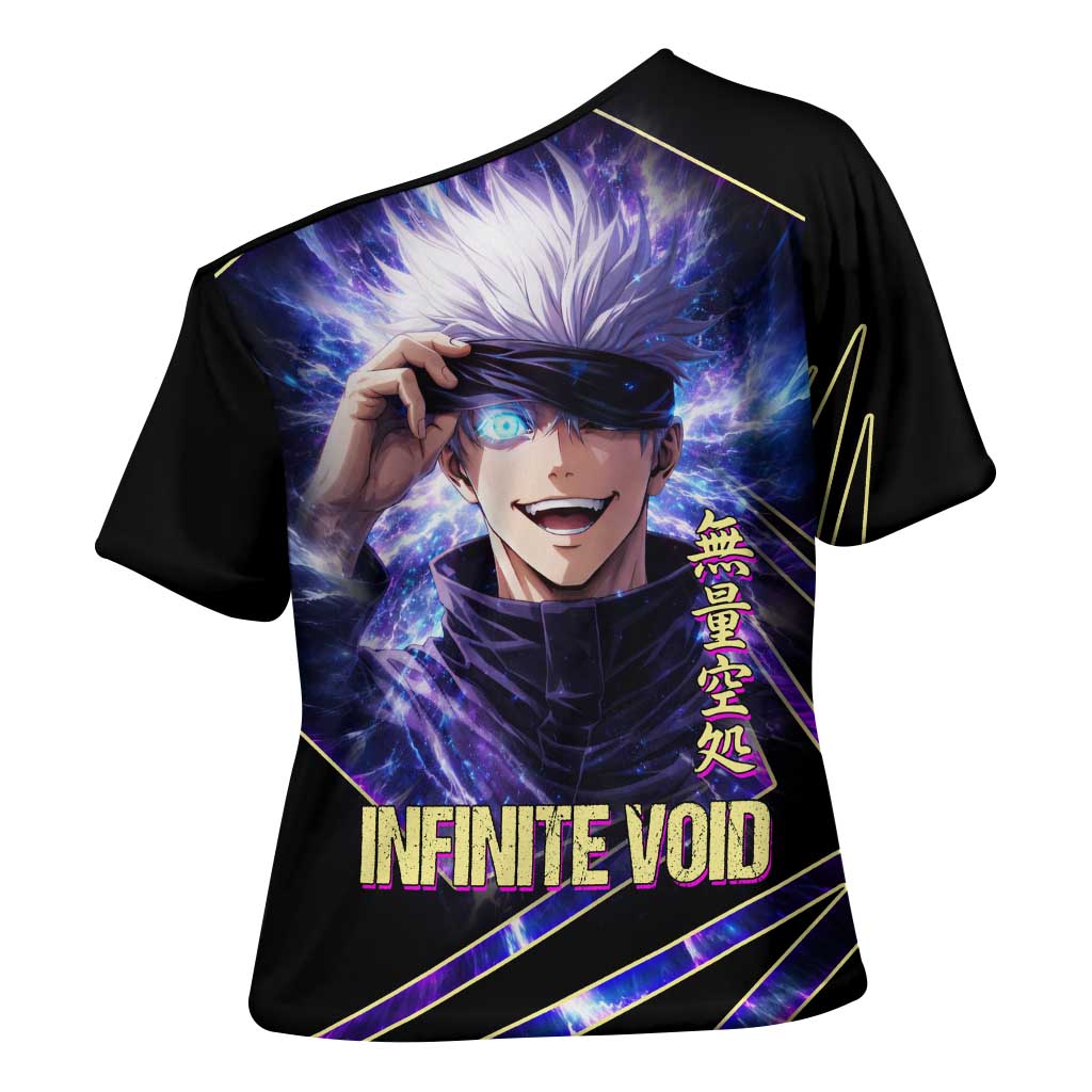 Gojo Satoru Infinite Void Cross Shoulder Shirt Cosmic Anime Power Surge Style