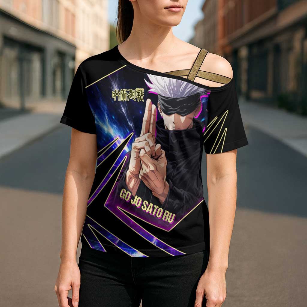 Gojo Satoru Infinite Void Cross Shoulder Shirt Cosmic Anime Power Surge Style