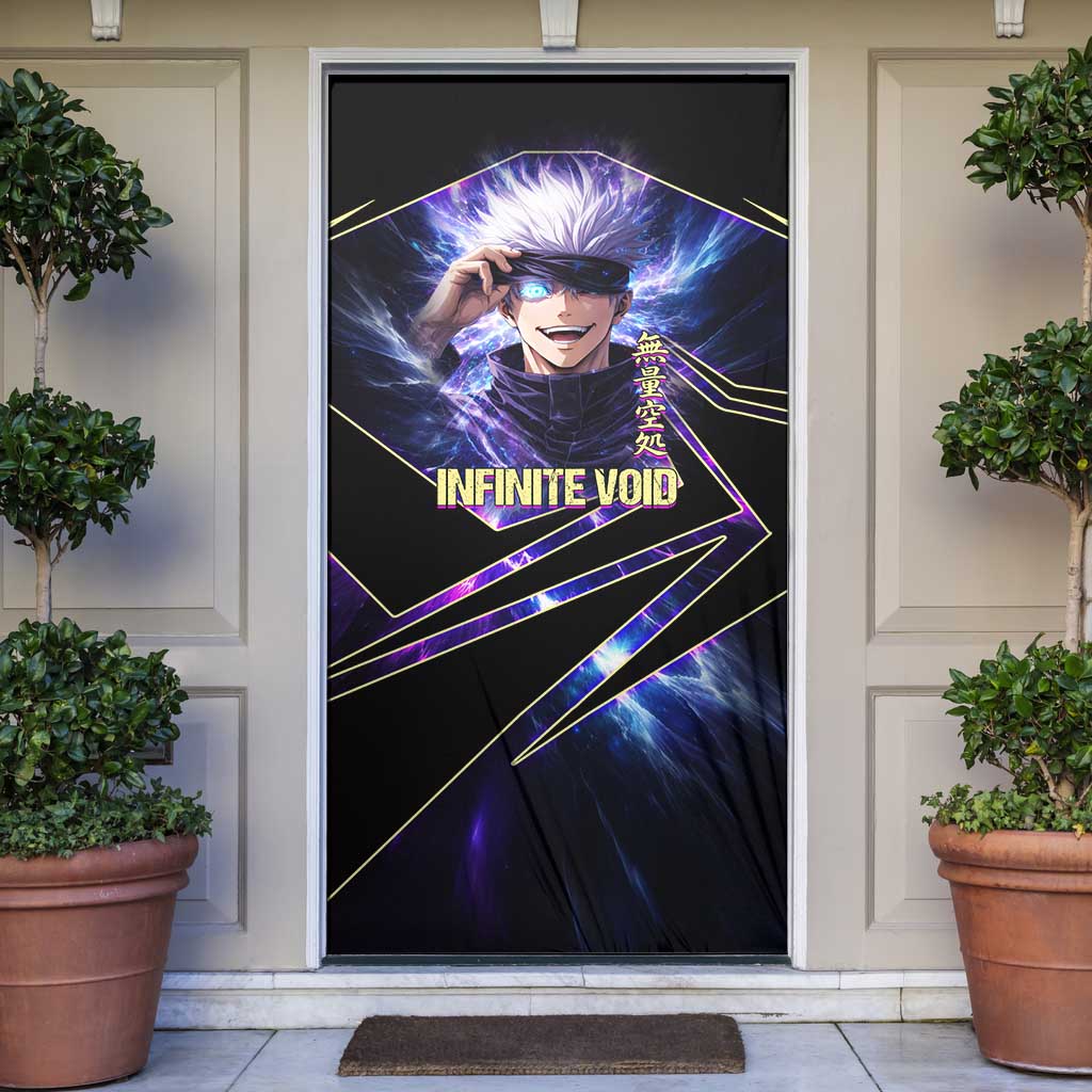 Gojo Satoru Infinite Void Door Cover Cosmic Anime Power Surge Style