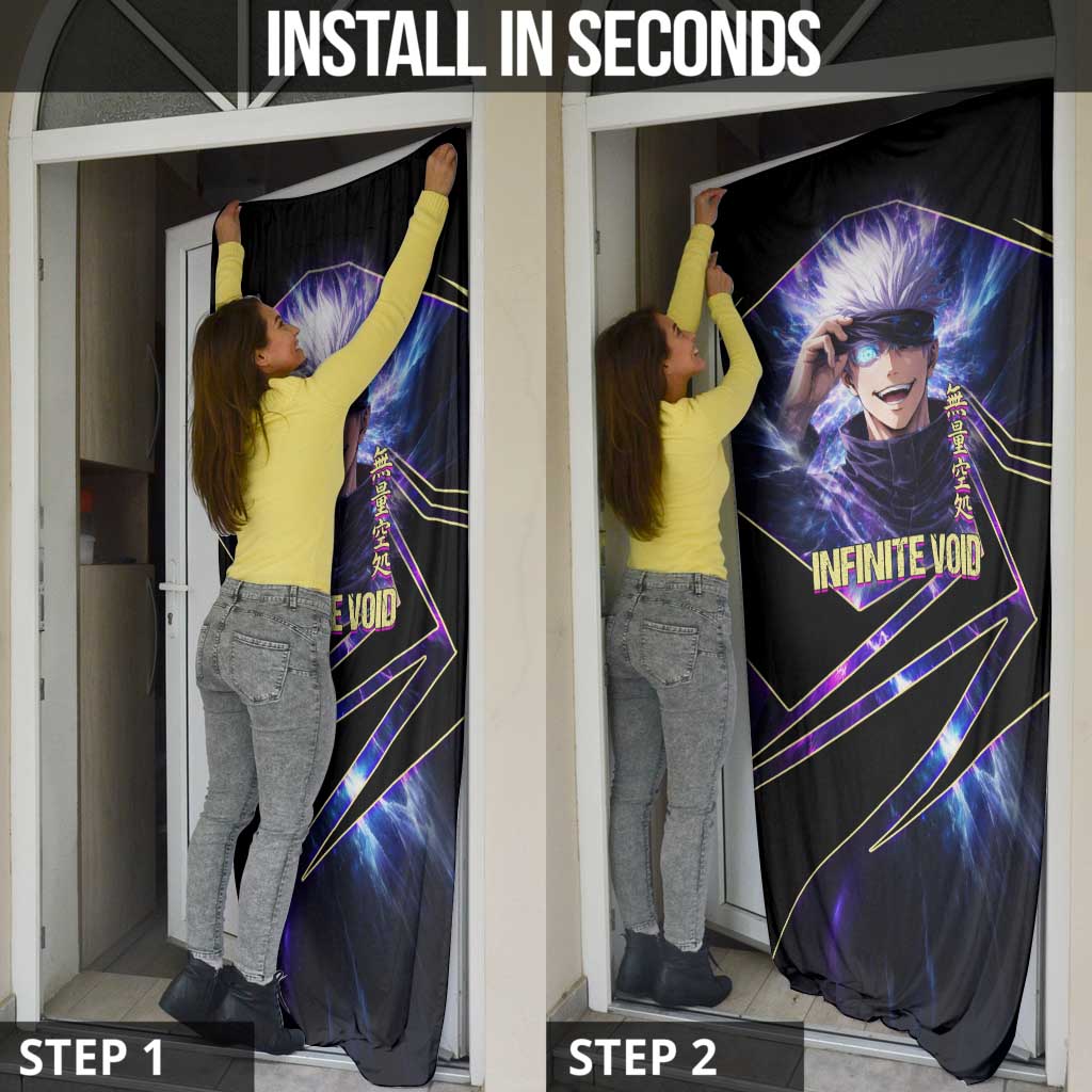 Gojo Satoru Infinite Void Door Cover Cosmic Anime Power Surge Style