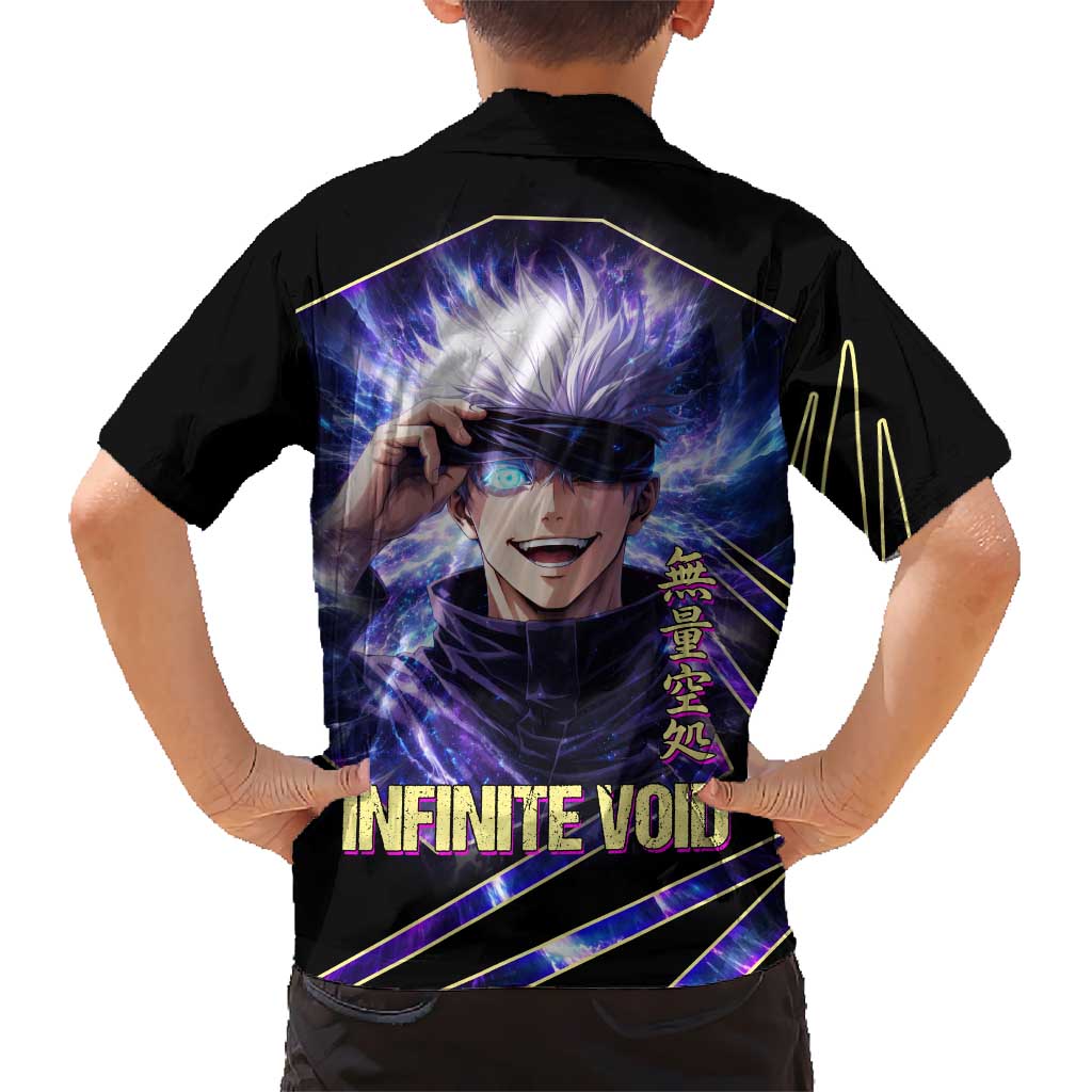 Gojo Satoru Infinite Void Family Matching Short Sleeve Bodycon Dress and Hawaiian Shirt Cosmic Anime Power Surge Style