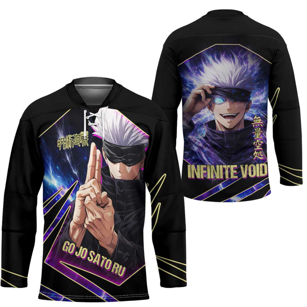 Gojo Satoru Infinite Void Hockey Jersey Cosmic Anime Power Surge Style