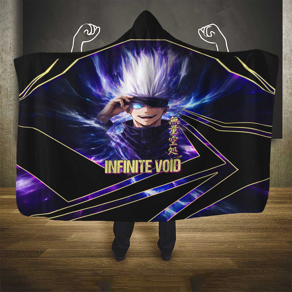 Gojo Satoru Infinite Void Hooded Blanket Cosmic Anime Power Surge Style