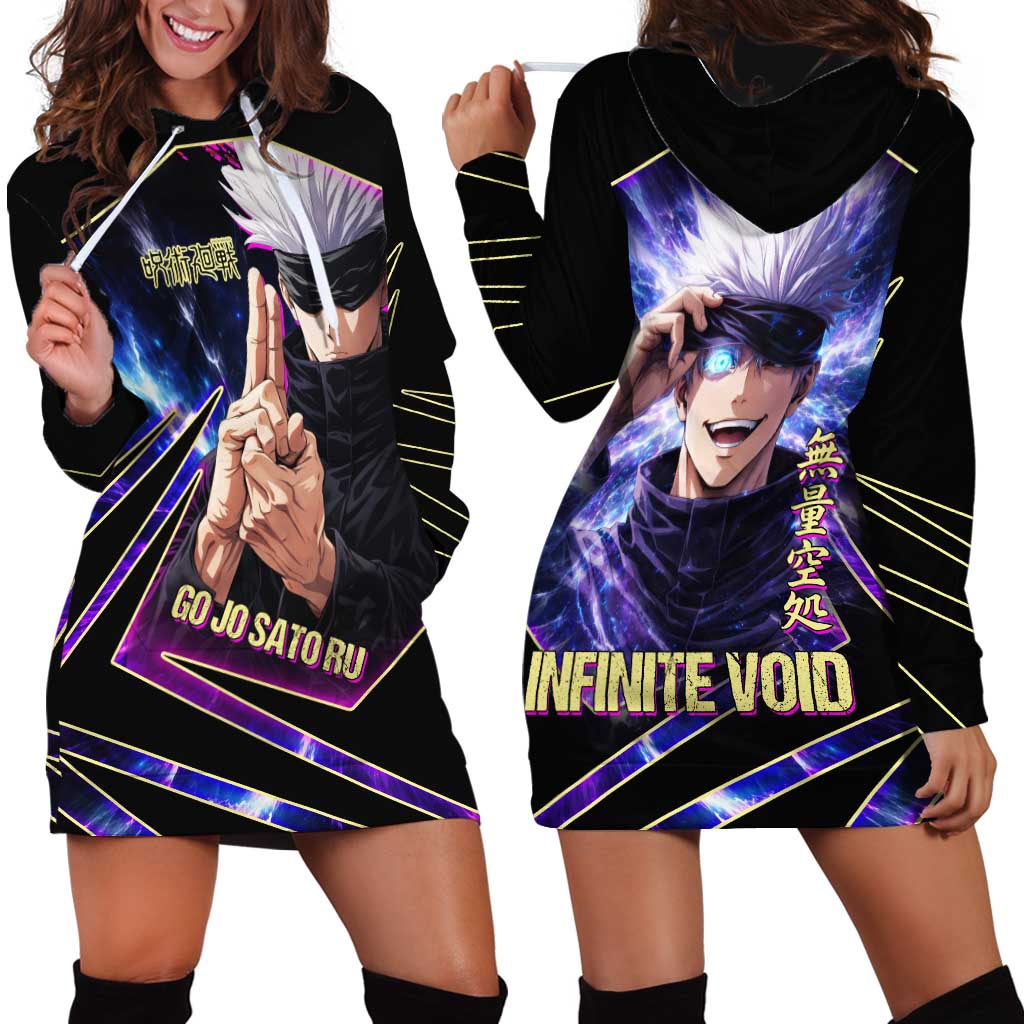 Gojo Satoru Infinite Void Hoodie Dress Cosmic Anime Power Surge Style