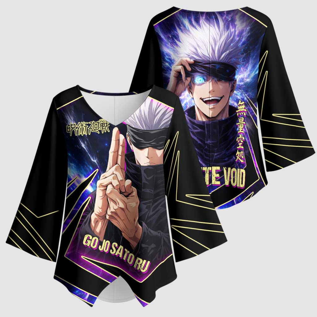 Gojo Satoru Infinite Void Kimono Sleeve Blouse Cosmic Anime Power Surge Style