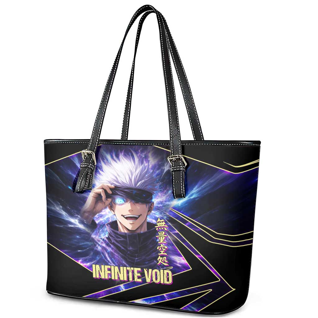 Gojo Satoru Infinite Void Leather Tote Bag Cosmic Anime Power Surge Style