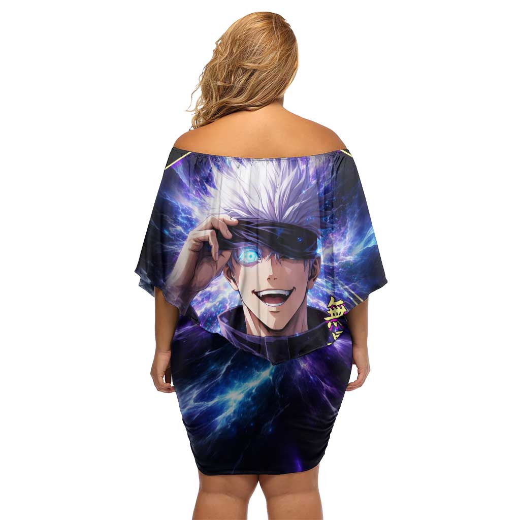 Gojo Satoru Infinite Void Off Shoulder Short Dress Cosmic Anime Power Surge Style