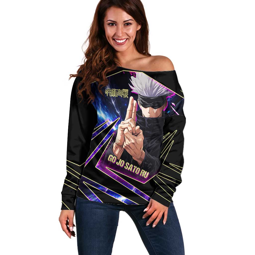 Gojo Satoru Infinite Void Off Shoulder Sweater Cosmic Anime Power Surge Style
