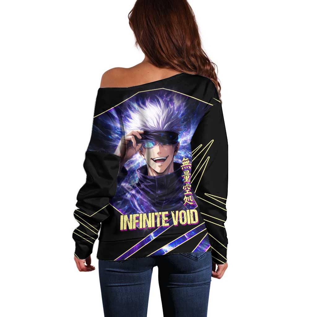 Gojo Satoru Infinite Void Off Shoulder Sweater Cosmic Anime Power Surge Style