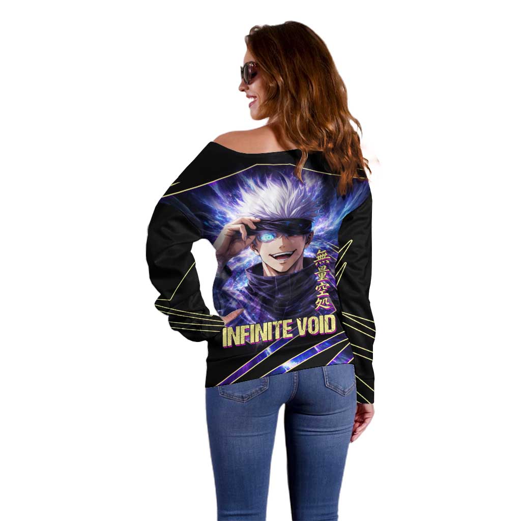 Gojo Satoru Infinite Void Off Shoulder Sweater Cosmic Anime Power Surge Style