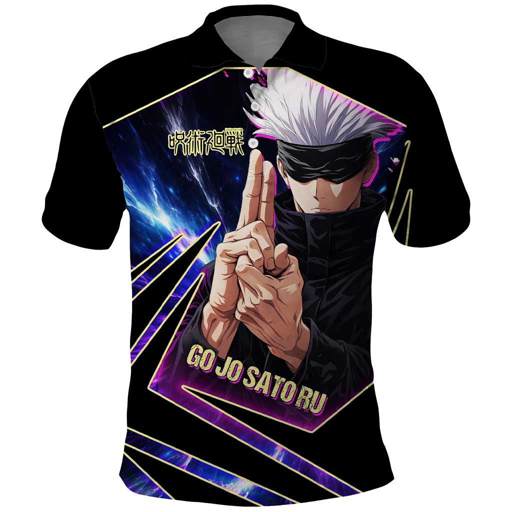 Gojo Satoru Infinite Void Polo Shirt Cosmic Anime Power Surge Style