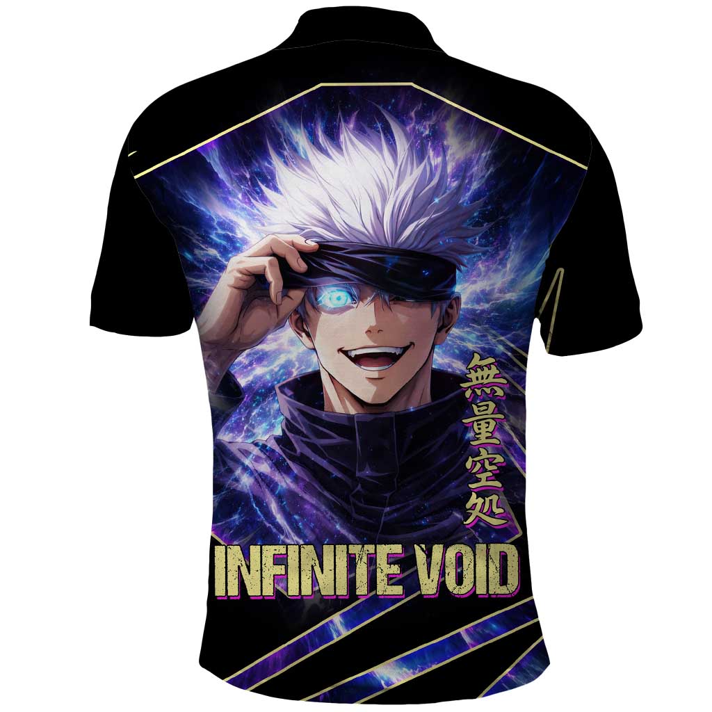 Gojo Satoru Infinite Void Polo Shirt Cosmic Anime Power Surge Style