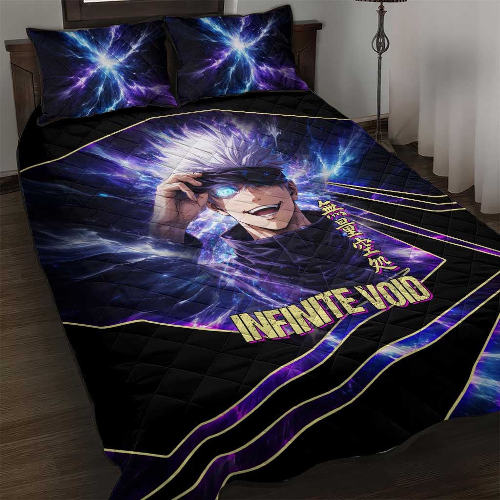 Gojo Satoru Infinite Void Quilt Bed Set Cosmic Anime Power Surge Style