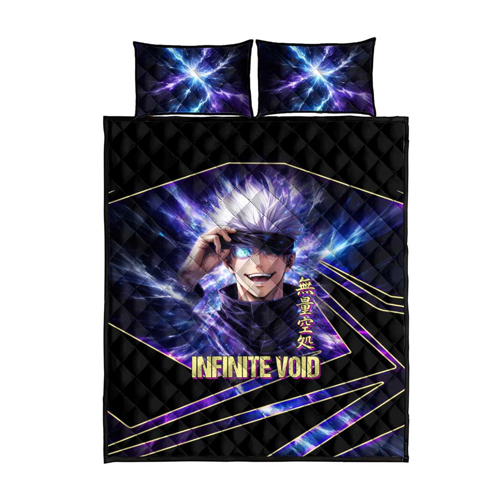 Gojo Satoru Infinite Void Quilt Bed Set Cosmic Anime Power Surge Style