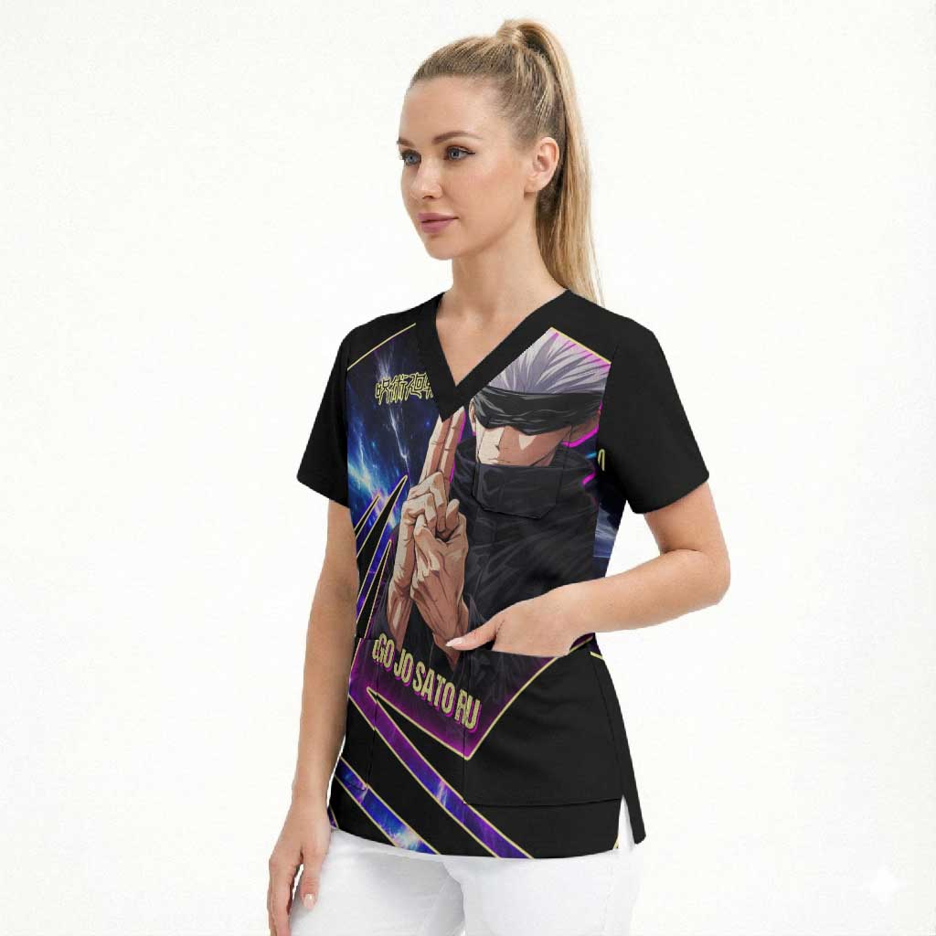 Gojo Satoru Infinite Void Scrub Top Cosmic Anime Power Surge Style
