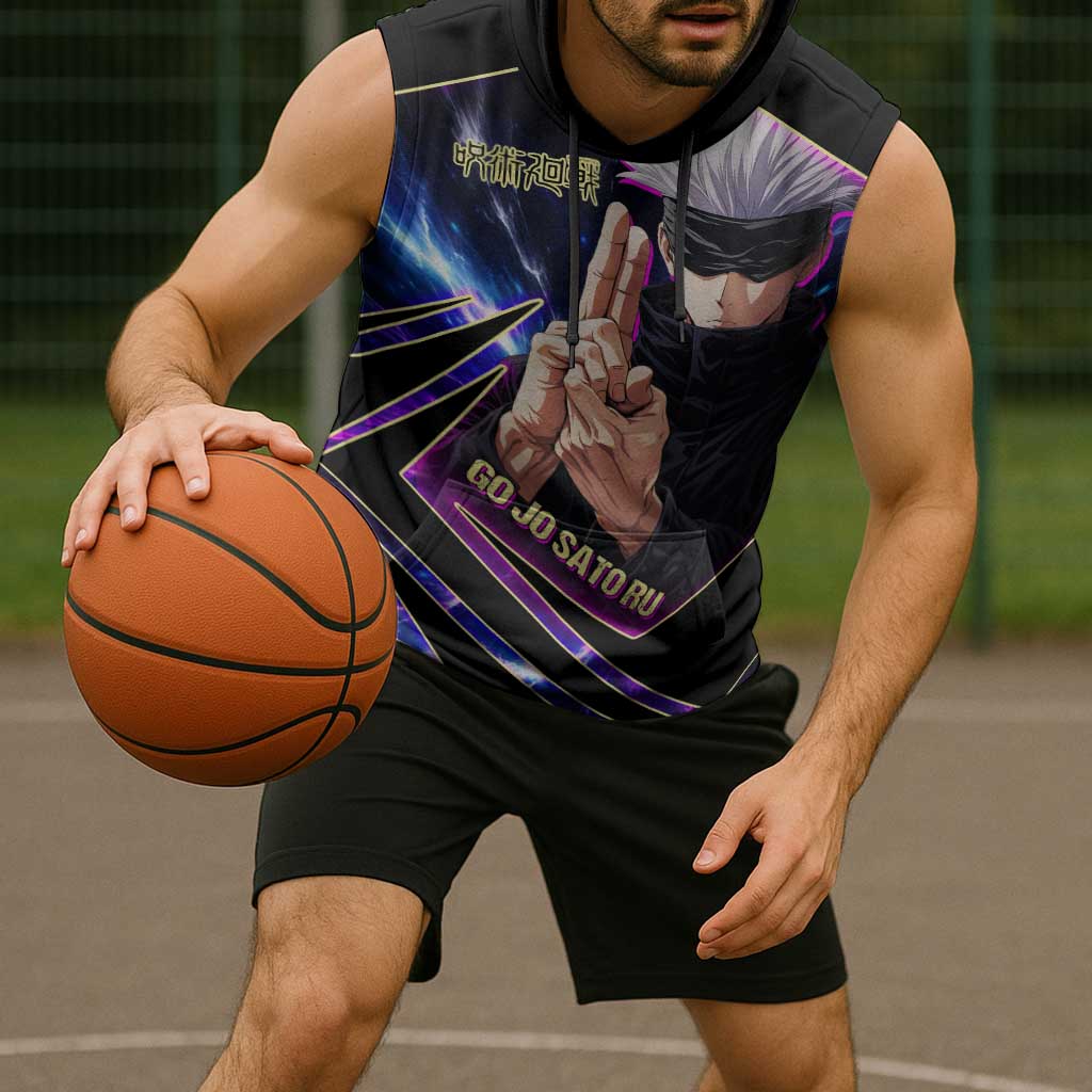 Gojo Satoru Infinite Void Sleeveless Hoodie Cosmic Anime Power Surge Style
