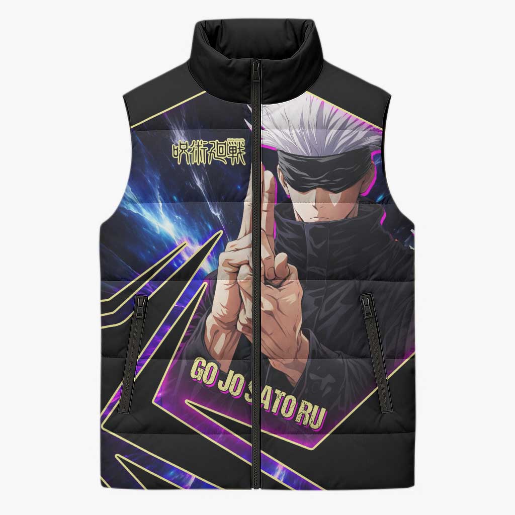 Gojo Satoru Infinite Void Sleeveless Puffer Jacket Cosmic Anime Power Surge Style