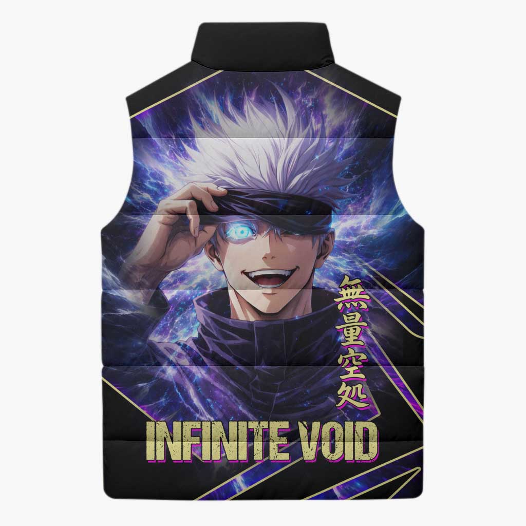 Gojo Satoru Infinite Void Sleeveless Puffer Jacket Cosmic Anime Power Surge Style