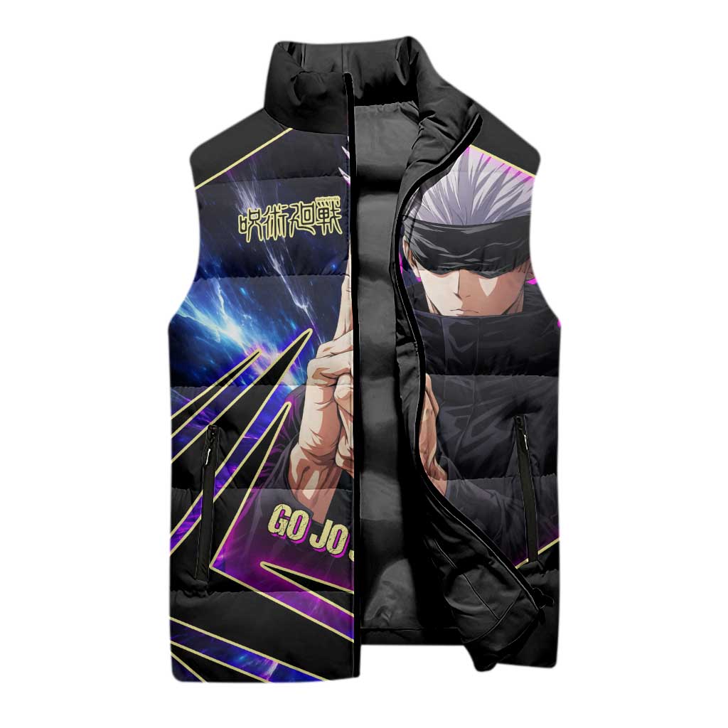 Gojo Satoru Infinite Void Sleeveless Puffer Jacket Cosmic Anime Power Surge Style