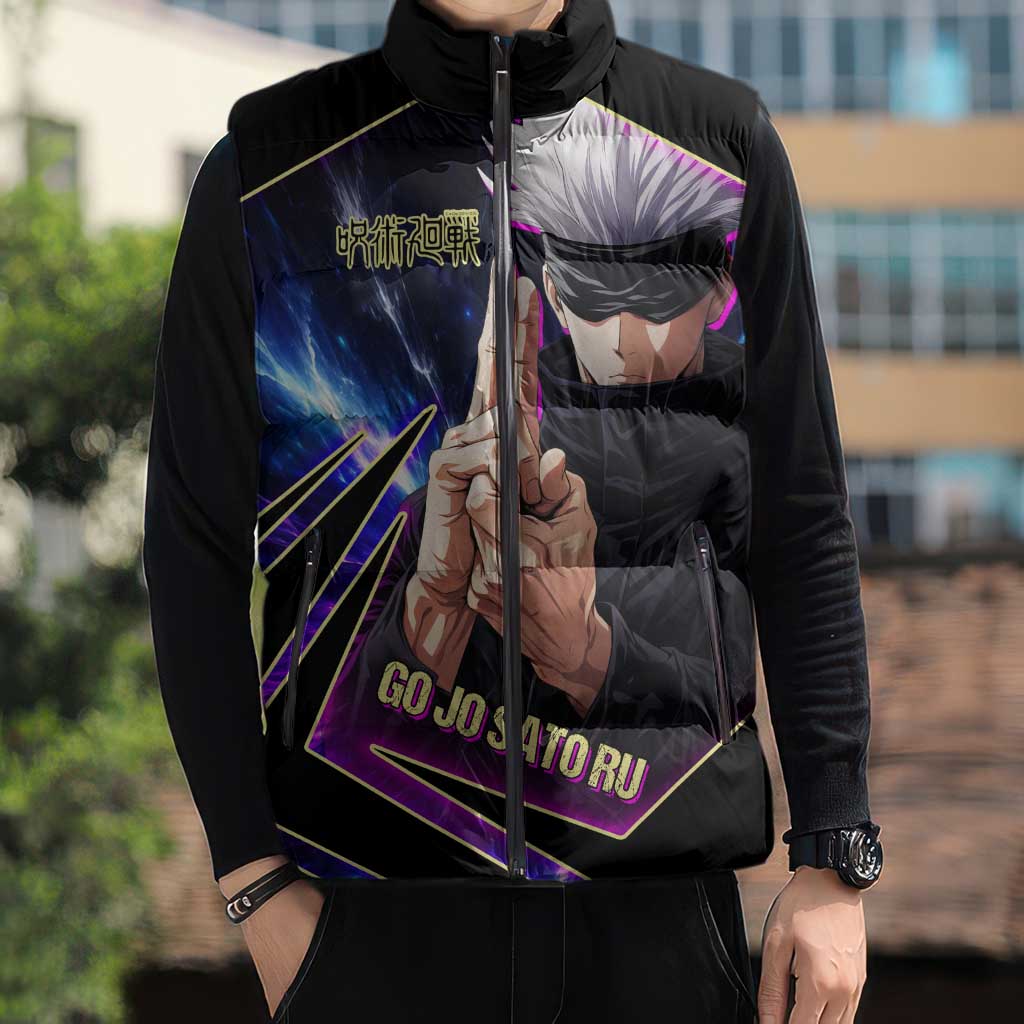 Gojo Satoru Infinite Void Sleeveless Puffer Jacket Cosmic Anime Power Surge Style