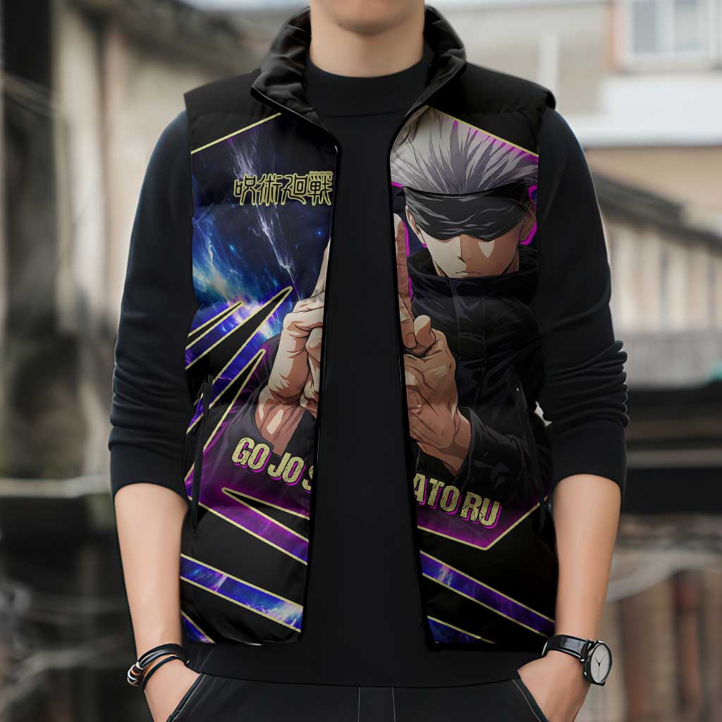 Gojo Satoru Infinite Void Sleeveless Puffer Jacket Cosmic Anime Power Surge Style