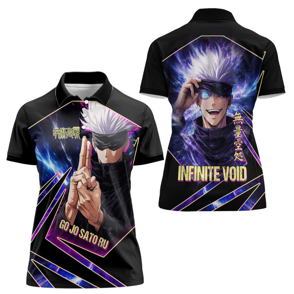 Gojo Satoru Infinite Void Women Polo Shirt Cosmic Anime Power Surge Style