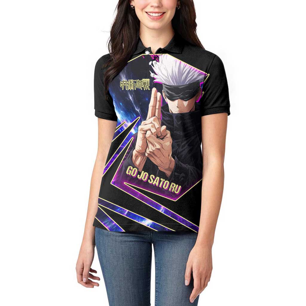 Gojo Satoru Infinite Void Women Polo Shirt Cosmic Anime Power Surge Style