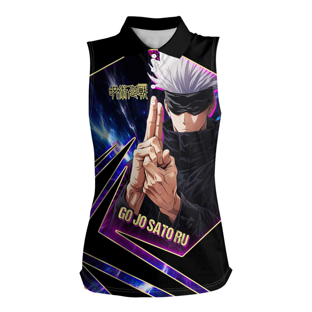 Gojo Satoru Infinite Void Women Sleeveless Polo Shirt Cosmic Anime Power Surge Style