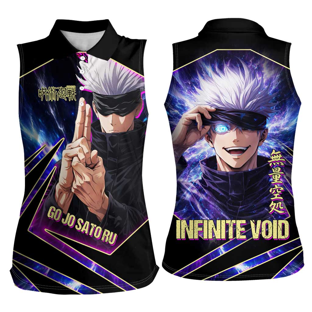 Gojo Satoru Infinite Void Women Sleeveless Polo Shirt Cosmic Anime Power Surge Style