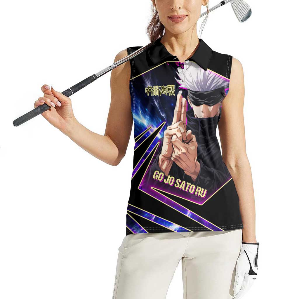 Gojo Satoru Infinite Void Women Sleeveless Polo Shirt Cosmic Anime Power Surge Style