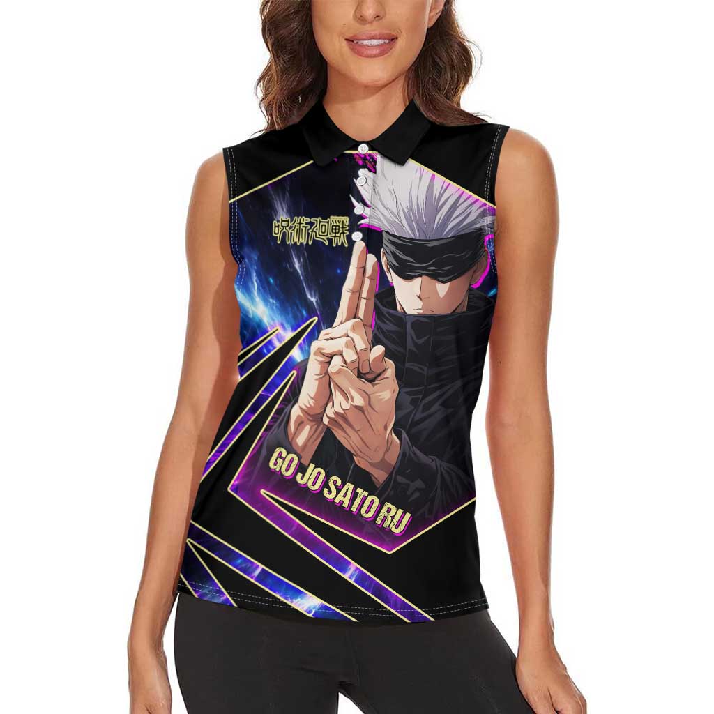 Gojo Satoru Infinite Void Women Sleeveless Polo Shirt Cosmic Anime Power Surge Style
