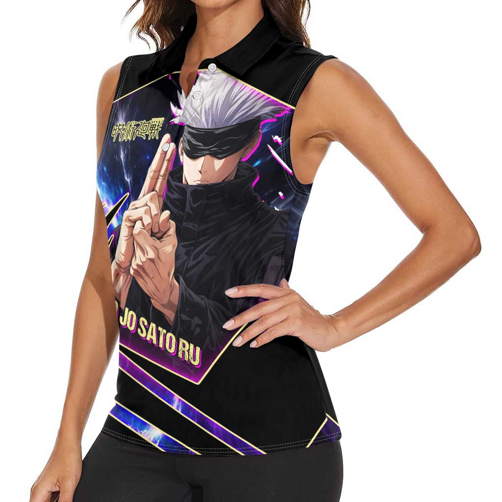 Gojo Satoru Infinite Void Women Sleeveless Polo Shirt Cosmic Anime Power Surge Style