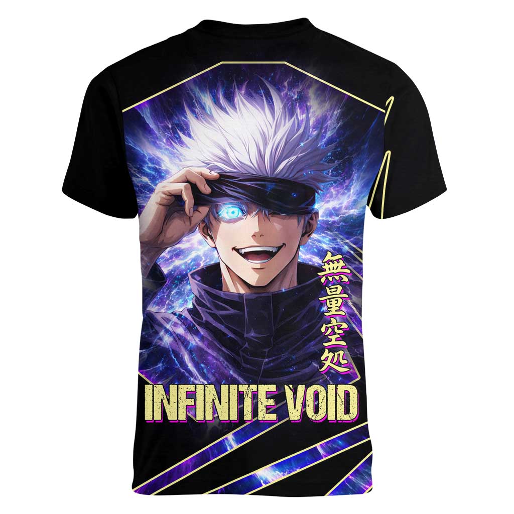 Gojo Satoru Infinite Void Women V-Neck T-Shirt Cosmic Anime Power Surge Style