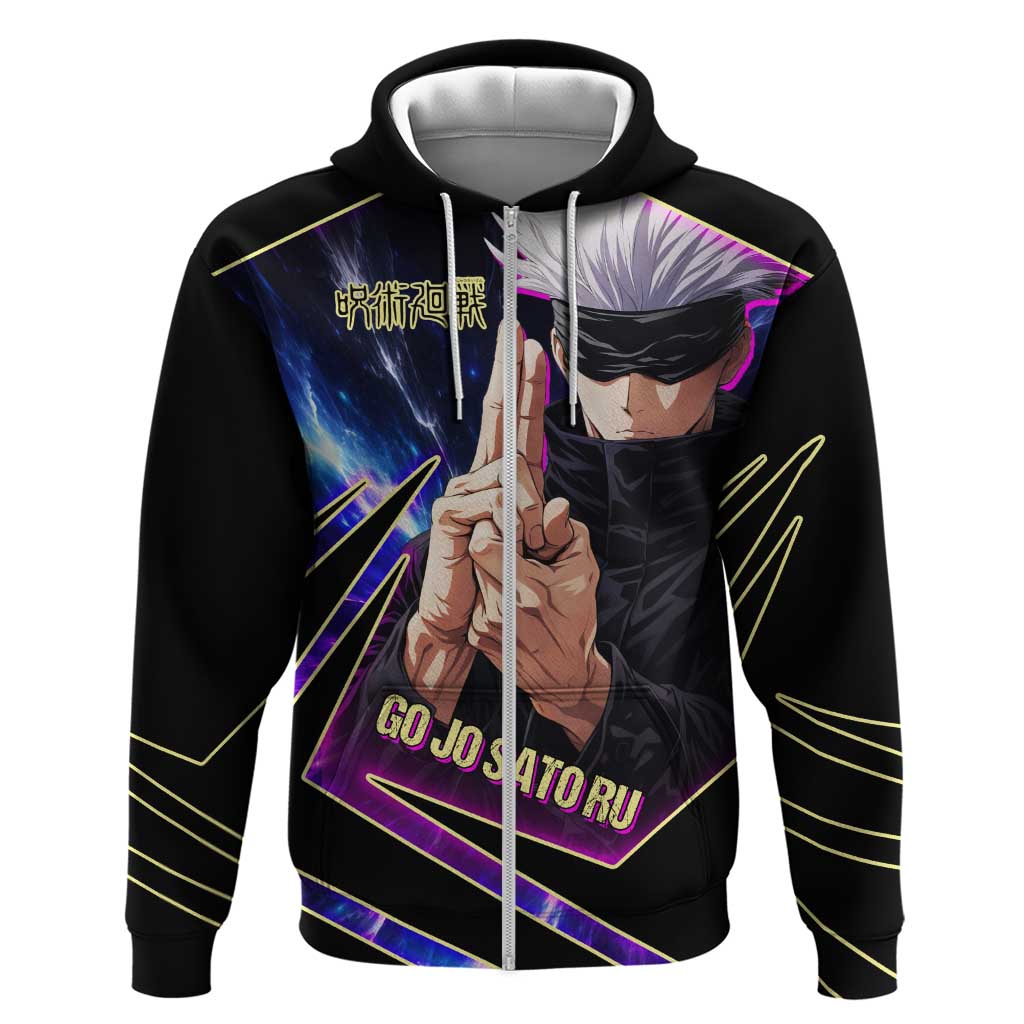 Gojo Satoru Infinite Void Zip Hoodie Cosmic Anime Power Surge Style