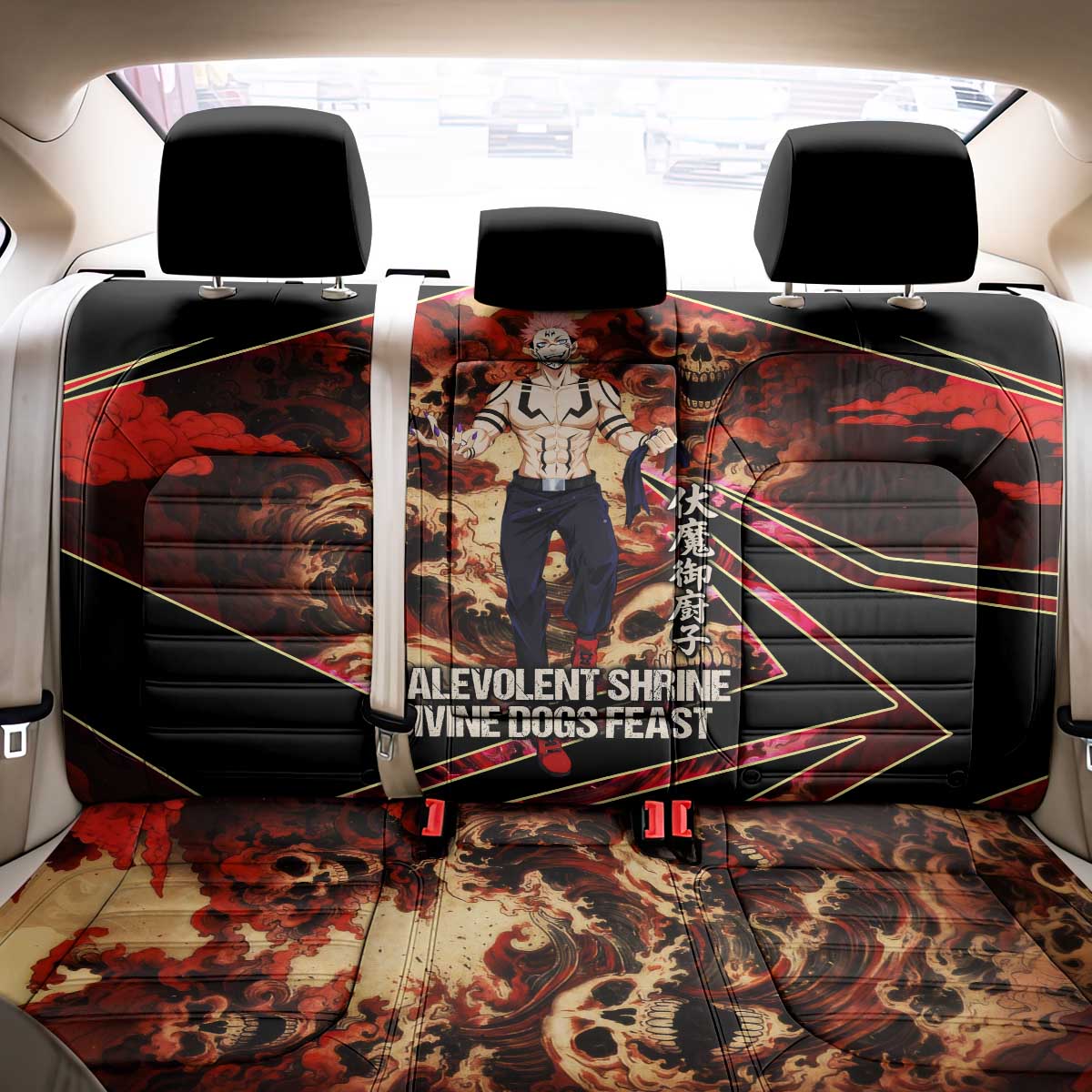 Ryomen Sukuna Malevolent Shrine Back Car Seat Cover Infernal Cursed Domain Art Style