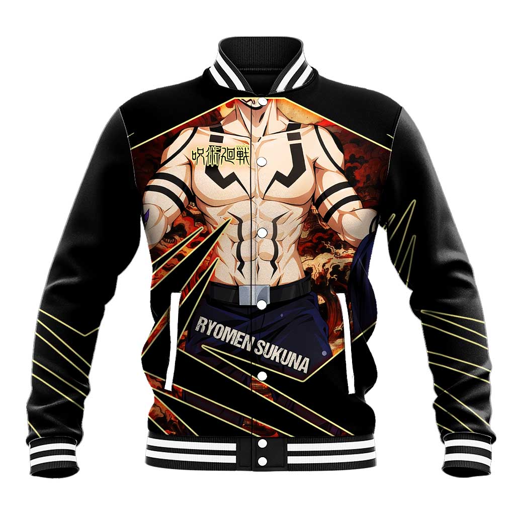 Ryomen Sukuna Malevolent Shrine Baseball Jacket Infernal Cursed Domain Art Style