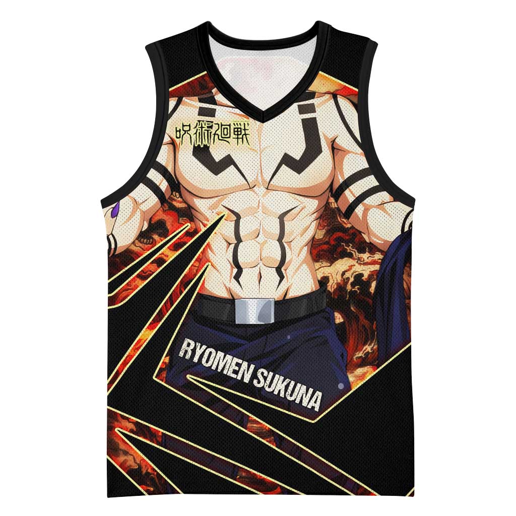 Ryomen Sukuna Malevolent Shrine Basketball Jersey Infernal Cursed Domain Art Style