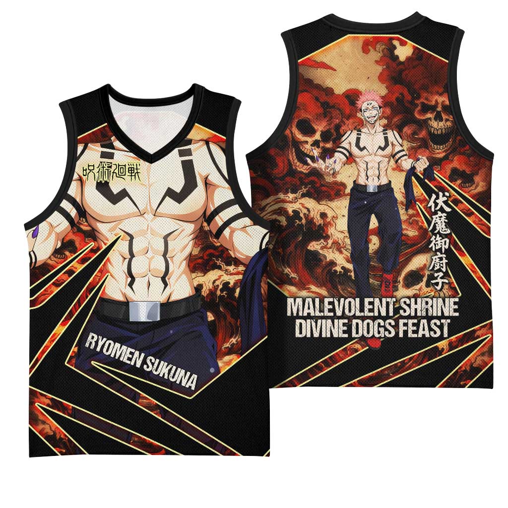 Ryomen Sukuna Malevolent Shrine Basketball Jersey Infernal Cursed Domain Art Style
