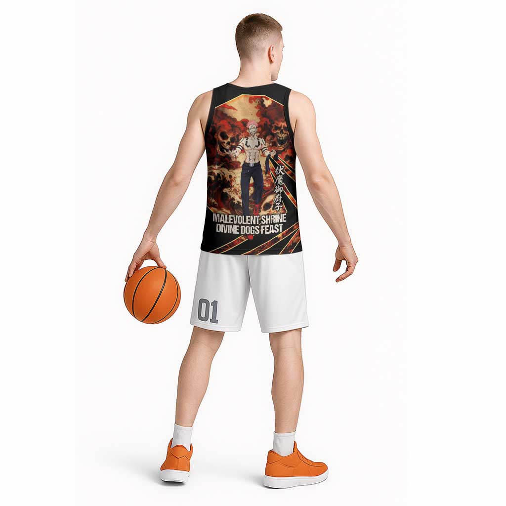 Ryomen Sukuna Malevolent Shrine Basketball Jersey Infernal Cursed Domain Art Style