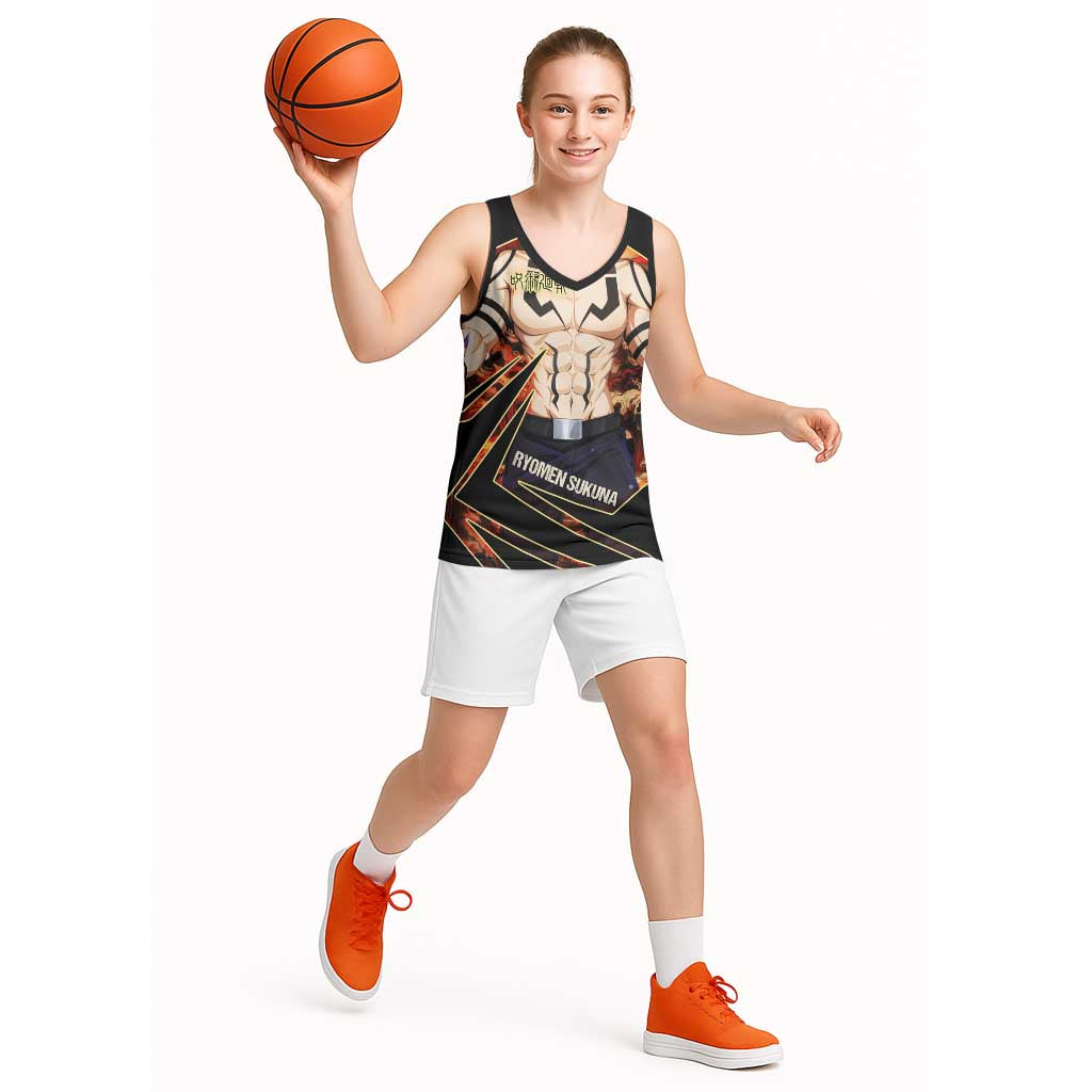 Ryomen Sukuna Malevolent Shrine Basketball Jersey Infernal Cursed Domain Art Style