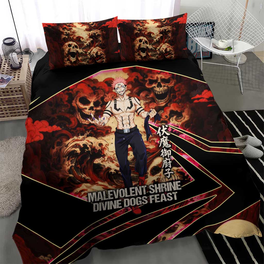 Ryomen Sukuna Malevolent Shrine Bedding Set Infernal Cursed Domain Art Style